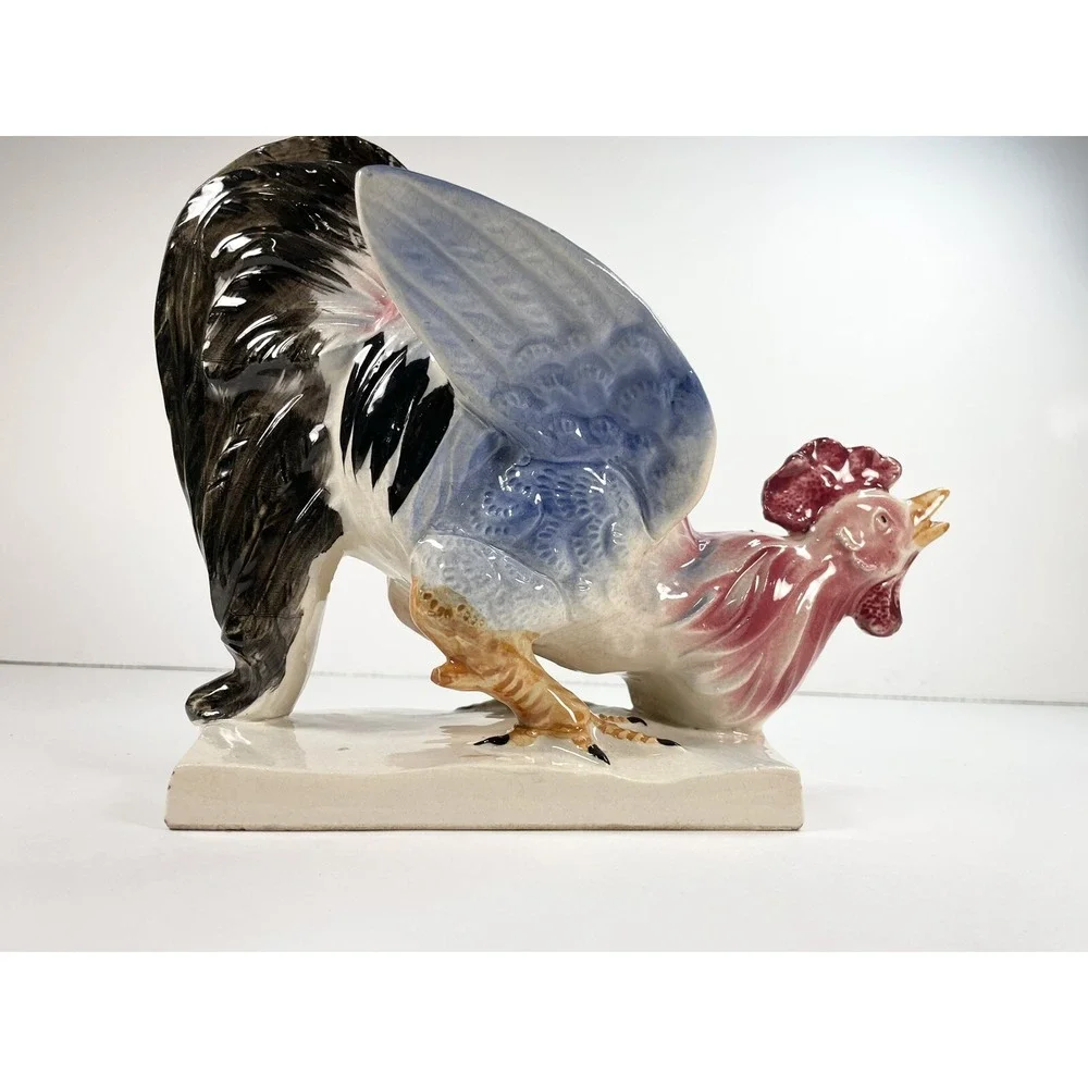 Vintage MCM Ceramic Rooster Planter Figurine Made In Japan